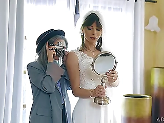 Tranny Bride's Wedding Day Fuck with Young Female Photographer